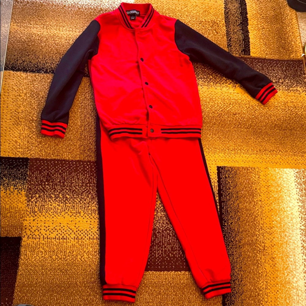 Red and black kids Jogging suit.